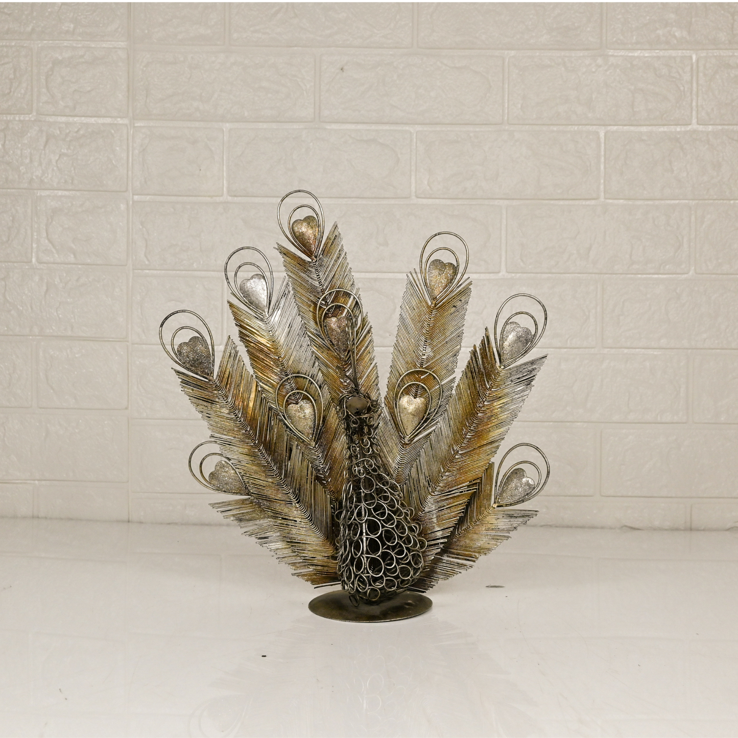 IRON PEACOCK SHOWPIECE - Oriental Flowers