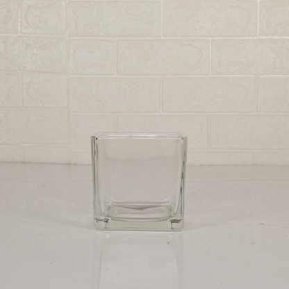 GLASS SQUARE VASE - Oriental Flowers