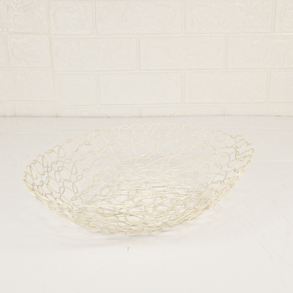 IRON OVAL WHITE TRAY - Oriental Flowers