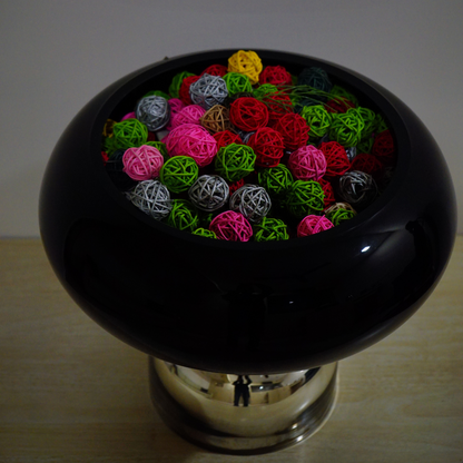 GLASS OVAL VASE - Oriental Flowers