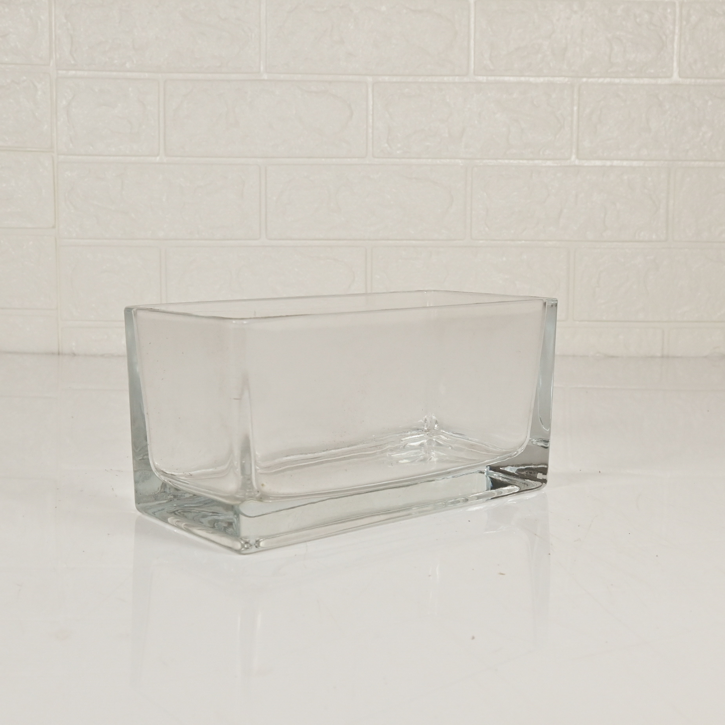 GLASS SQUARE VASE - Oriental Flowers