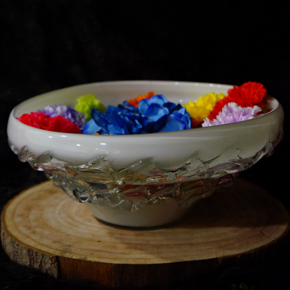 GLASS BOWL VASE - Oriental Flowers