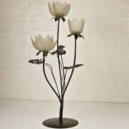 IRON CANDLE STAND - Oriental Flowers