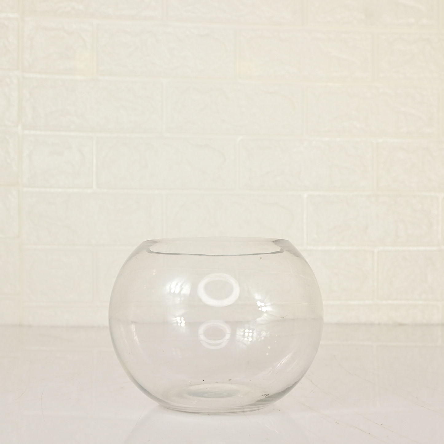 GLASS CIRCLE VASE - Oriental Flowers