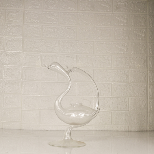 GLASS DUCK VASE - Oriental Flowers