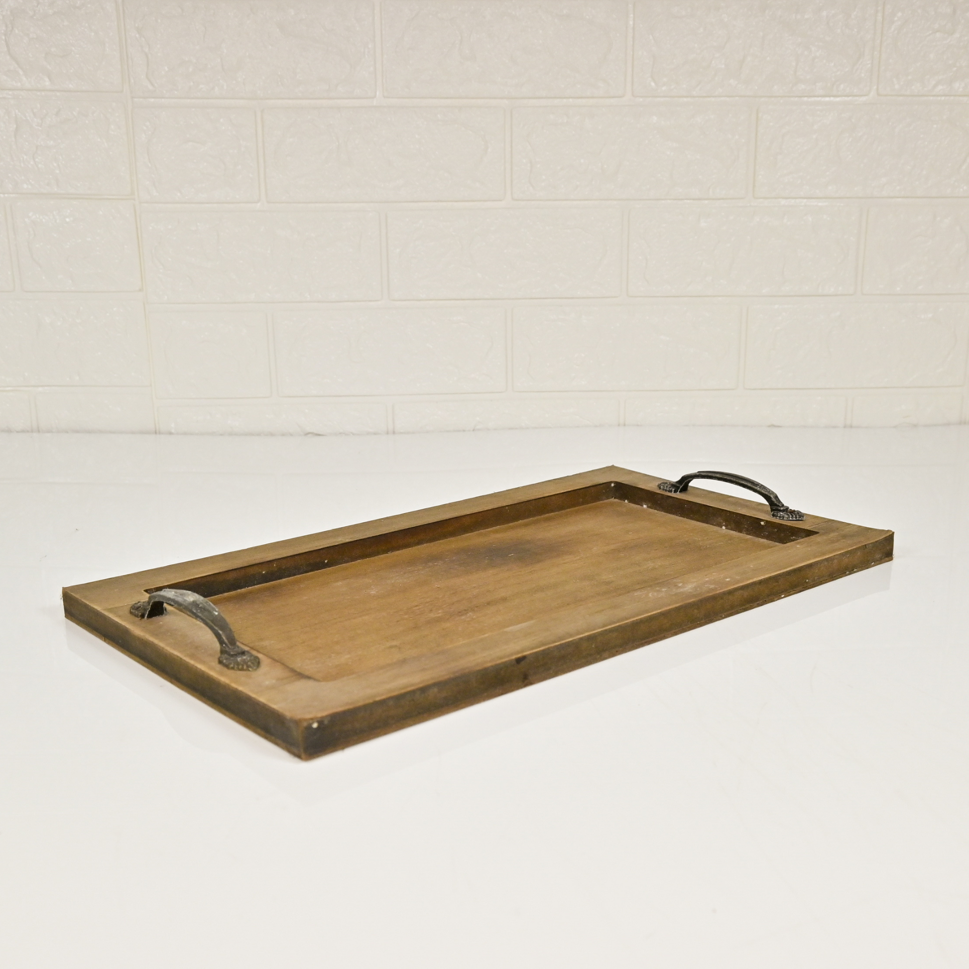 WOOD SQUARE TRAY - Oriental Flowers