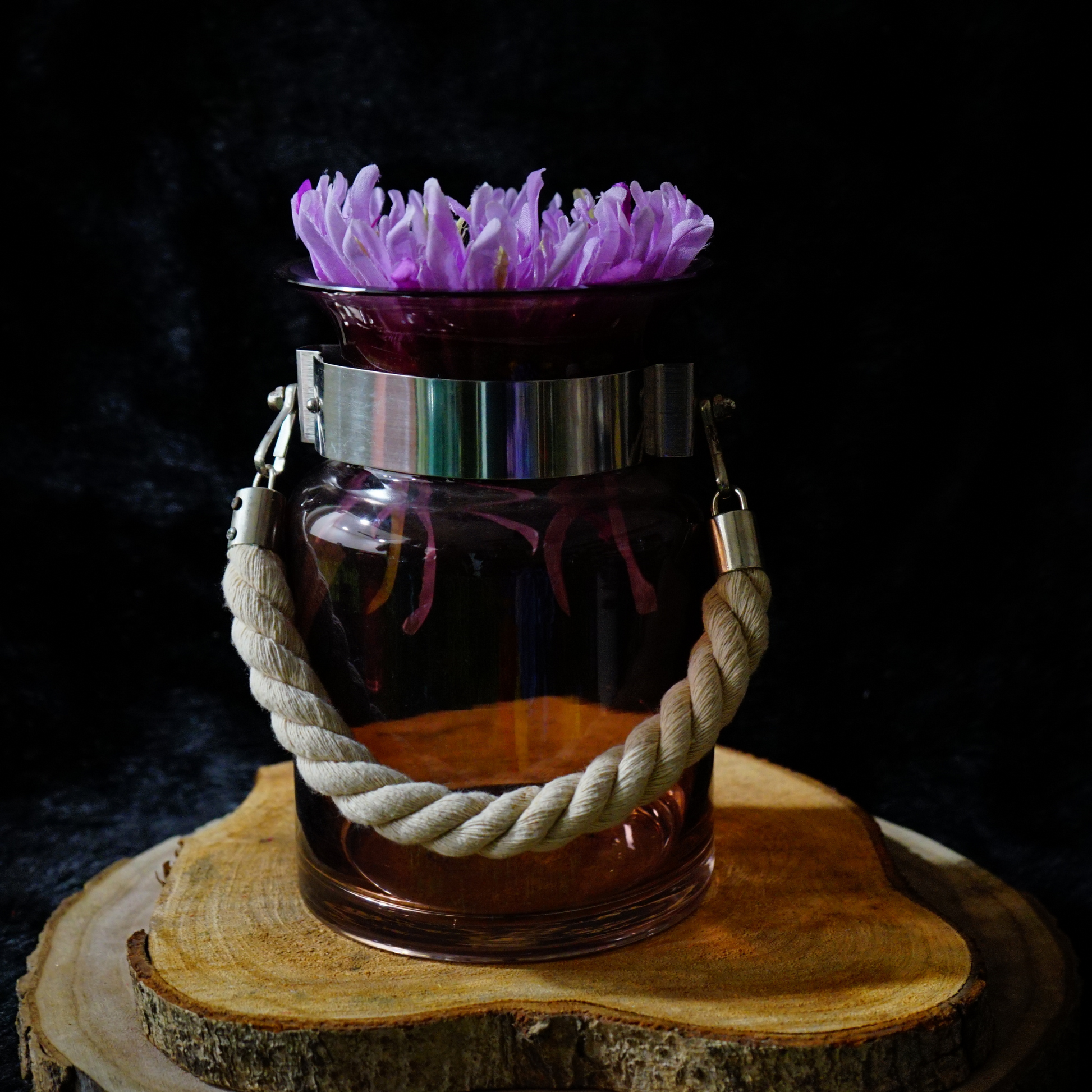 GLASS JAR VASE - Oriental Flowers