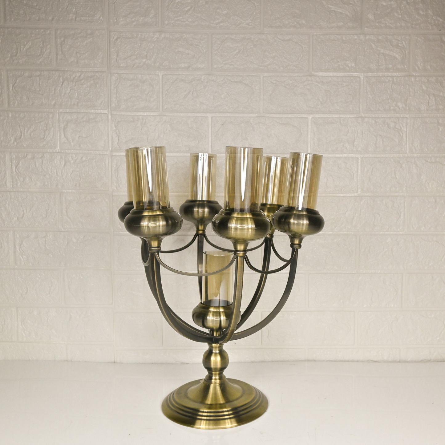 METAL CANDLE STAND - Oriental Flowers