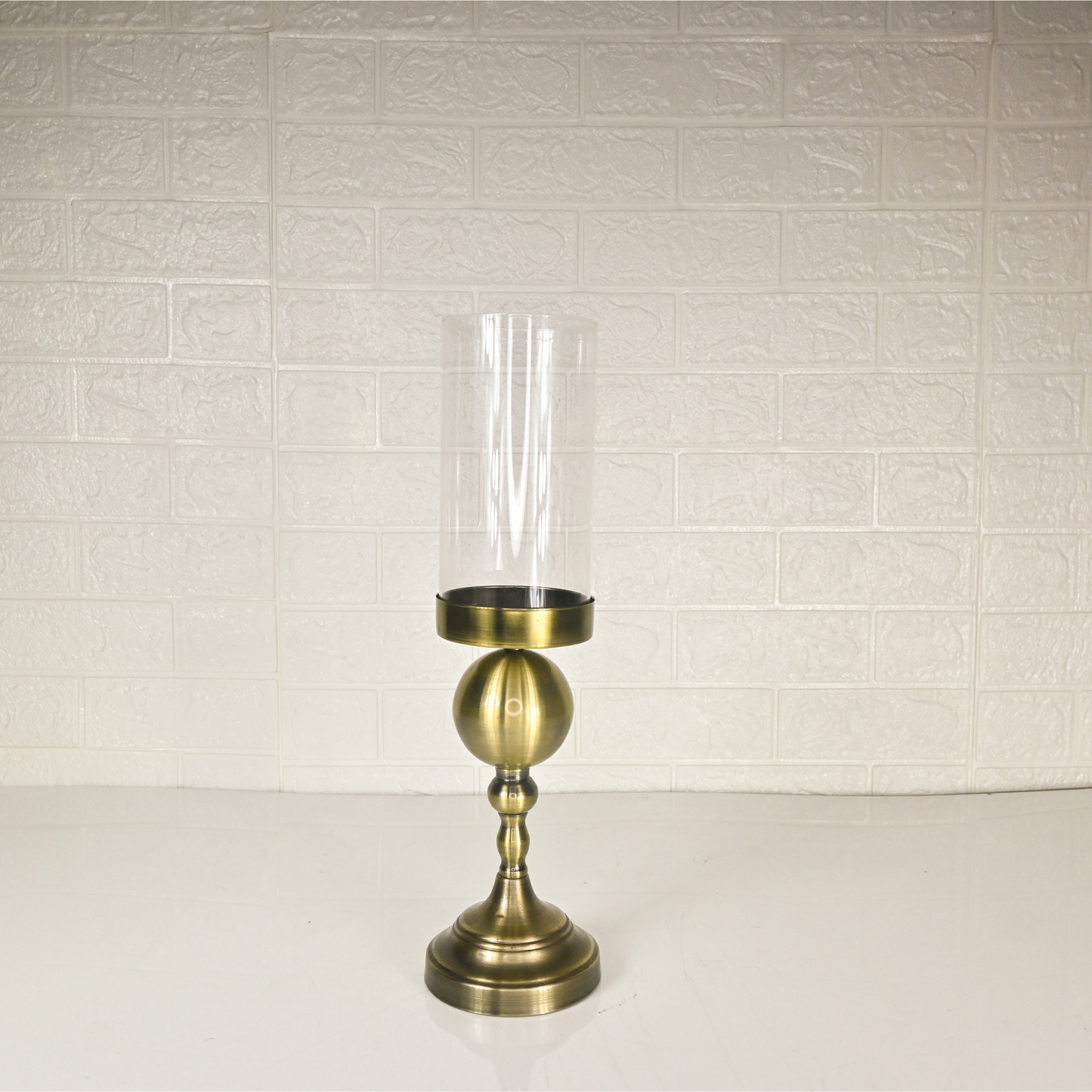 METAL CANDLE STAND - Oriental Flowers