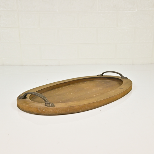 WOOD OVAL TRAY - Oriental Flowers