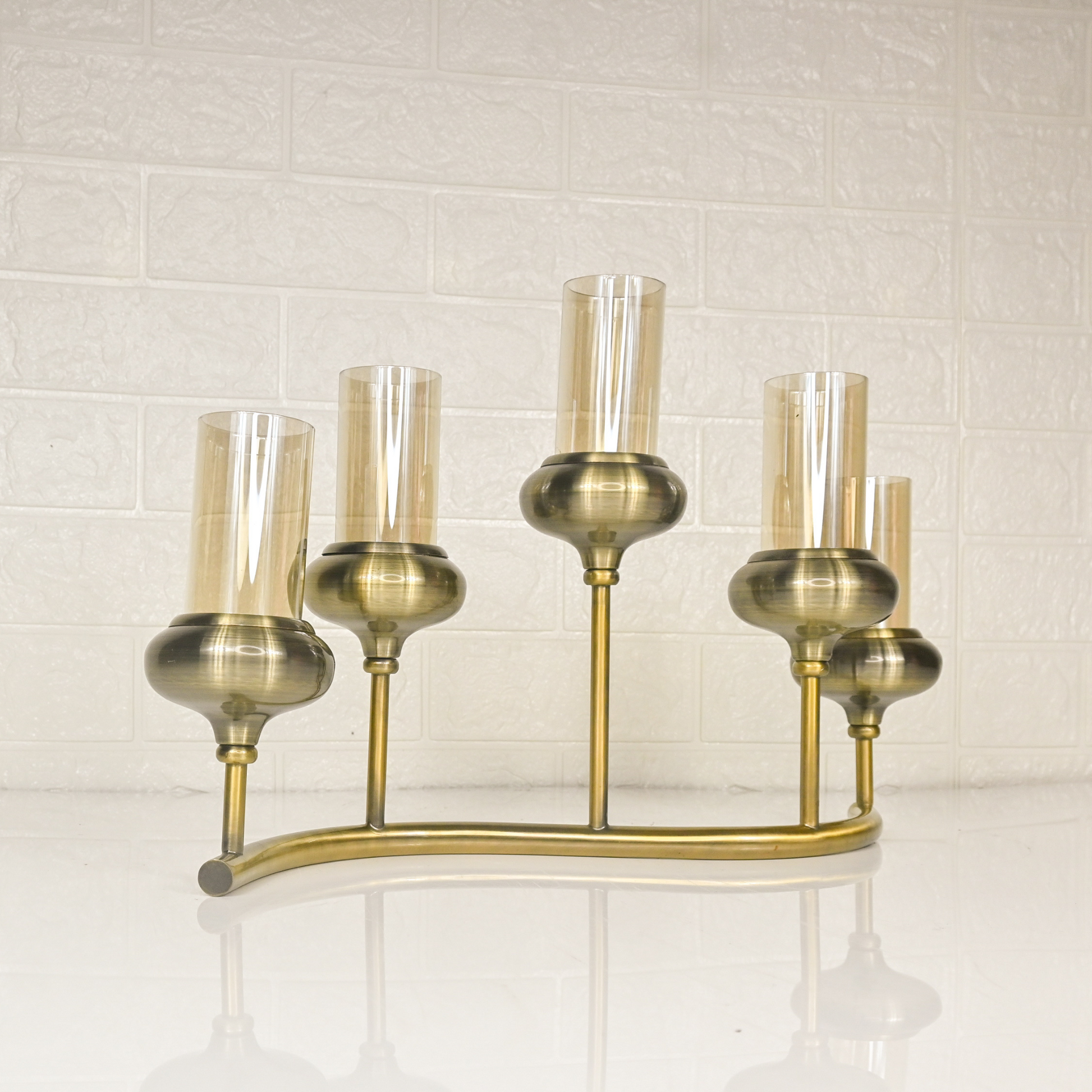 METAL DESIGN CANDLE STAND - Oriental Flowers