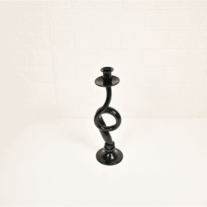 BLACK GLASS CANDLE STAND - Oriental Flowers