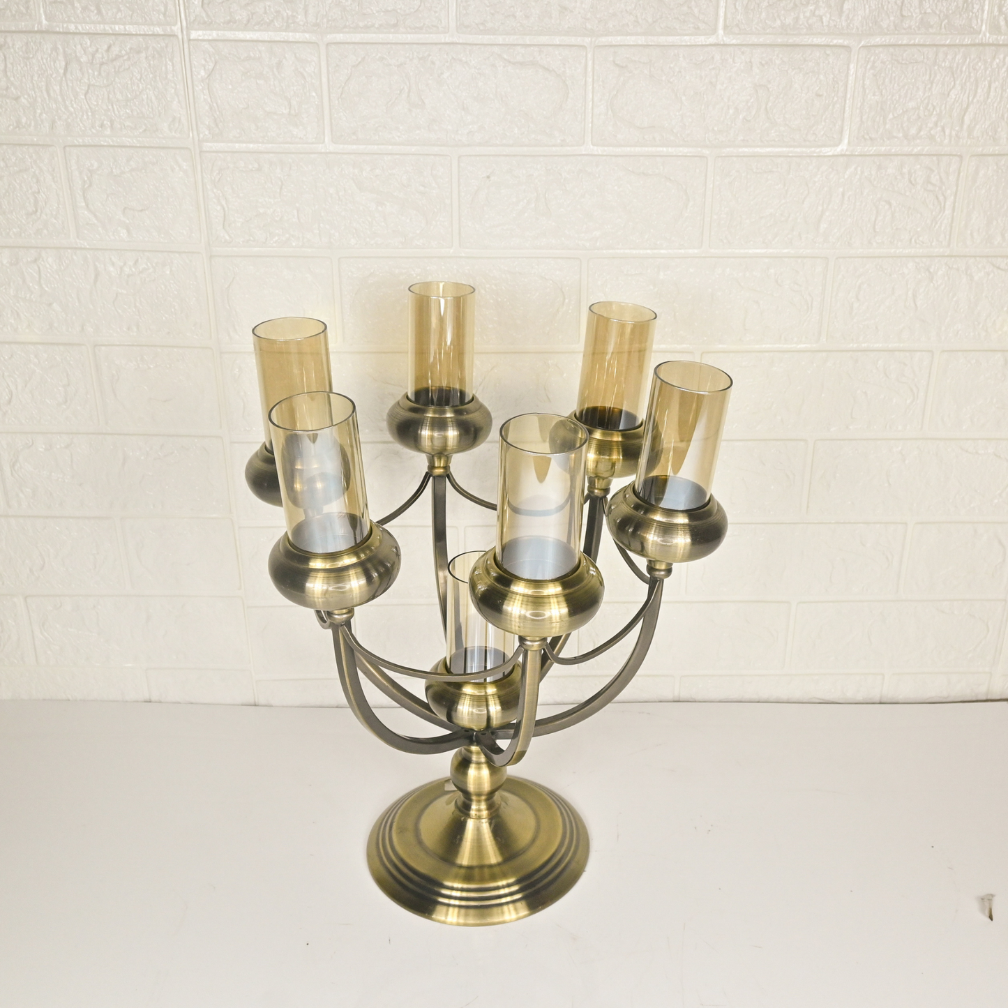 METAL CANDLE STAND - Oriental Flowers