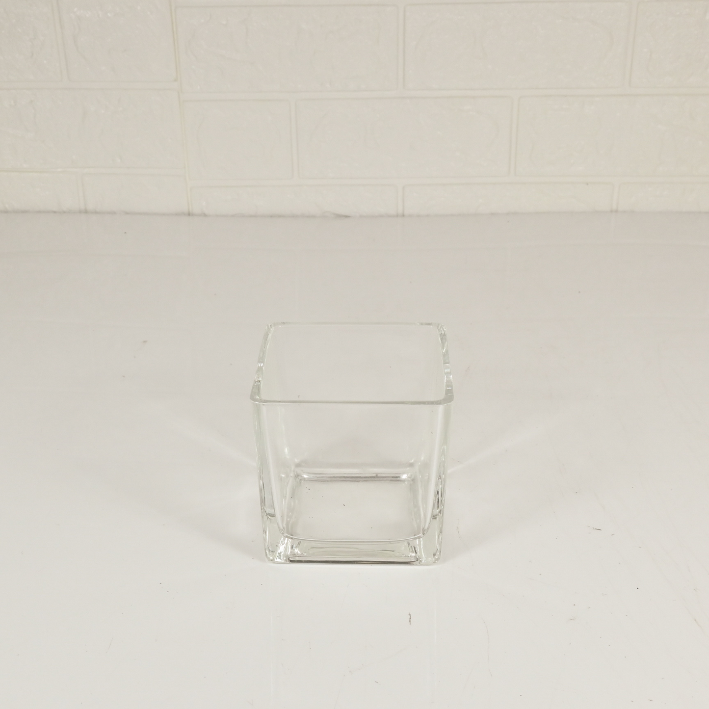 GLASS SQUARE VASE - Oriental Flowers