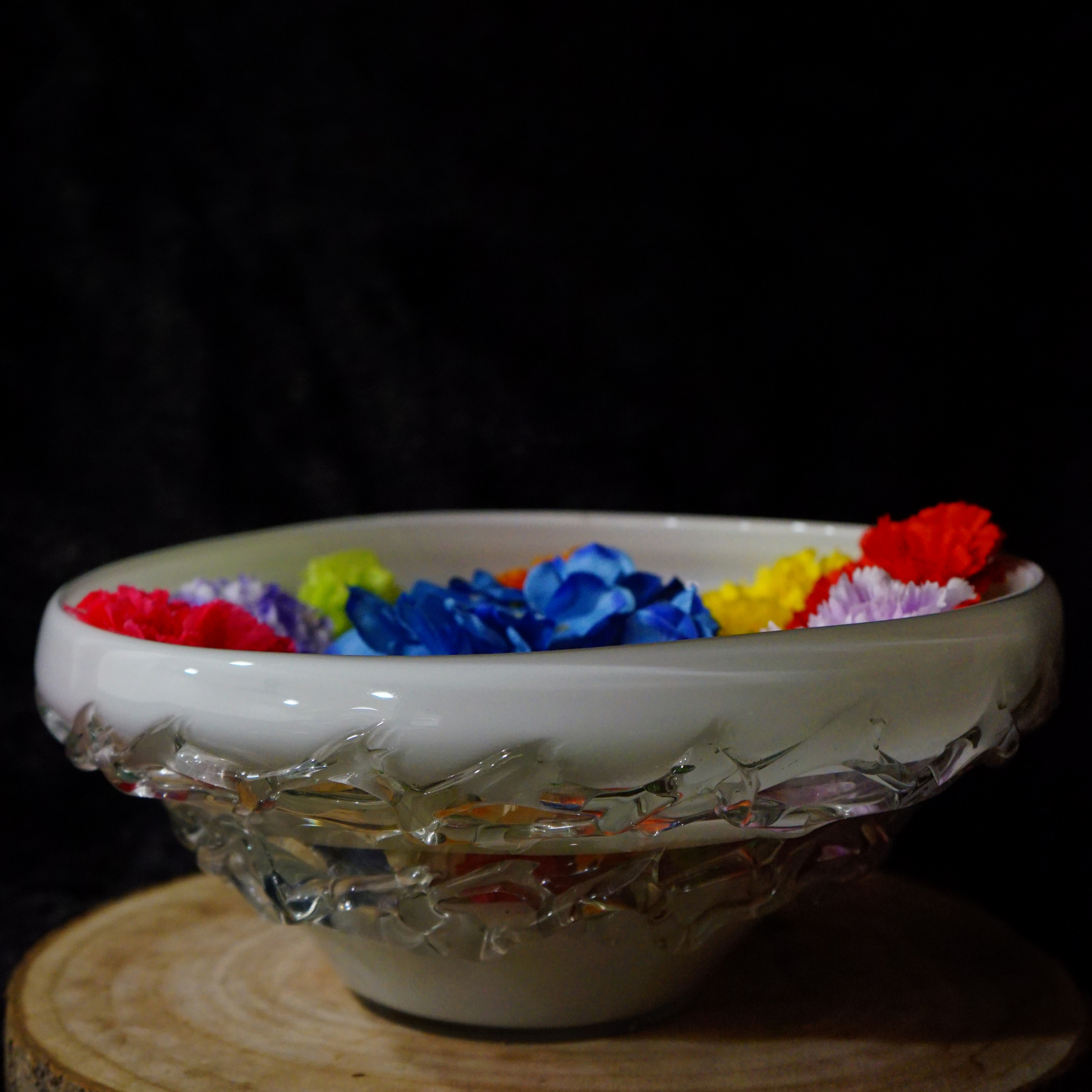 GLASS BOWL VASE - Oriental Flowers