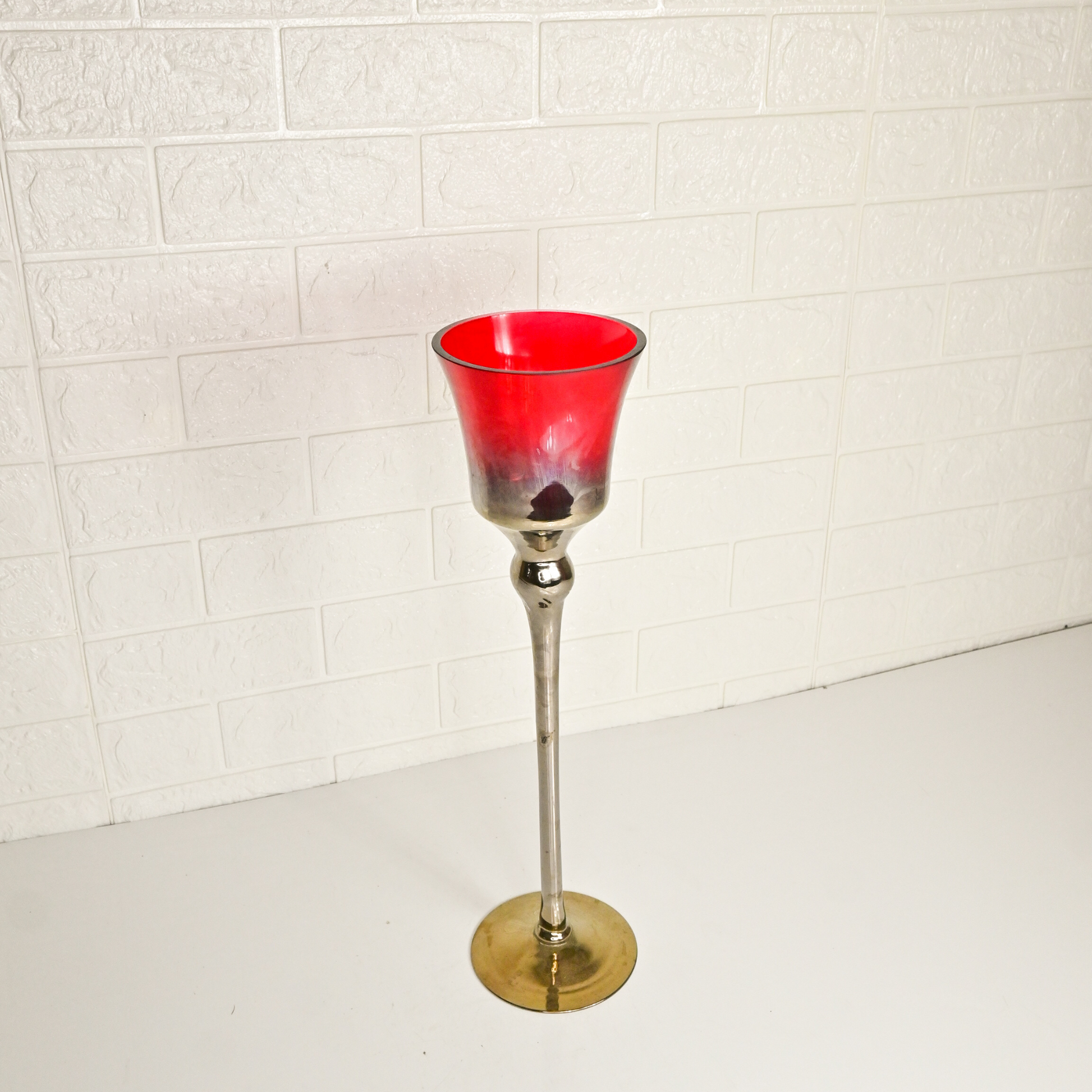 METAL BASE GLASS STAND - Oriental Flowers