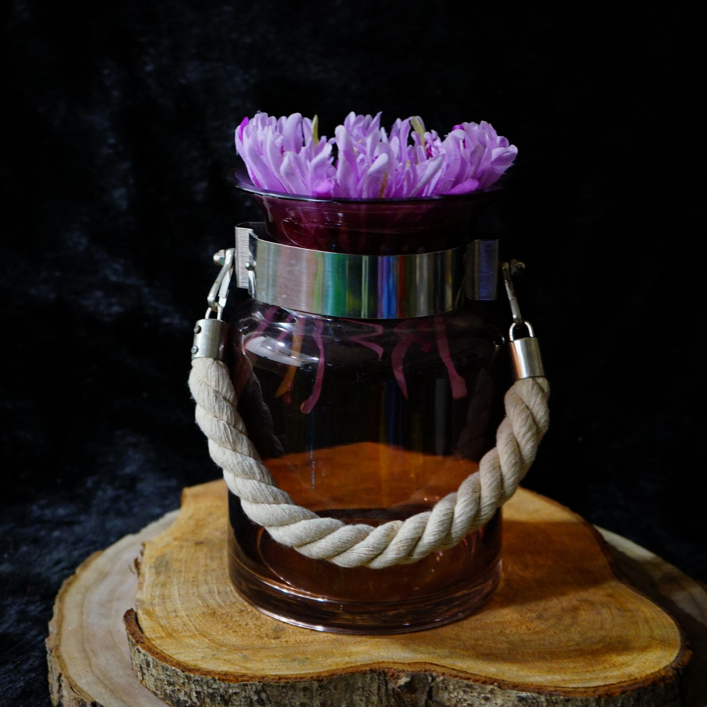 GLASS JAR VASE - Oriental Flowers