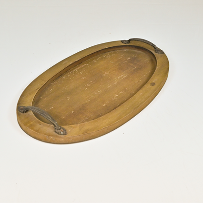 WOOD OVAL TRAY - Oriental Flowers