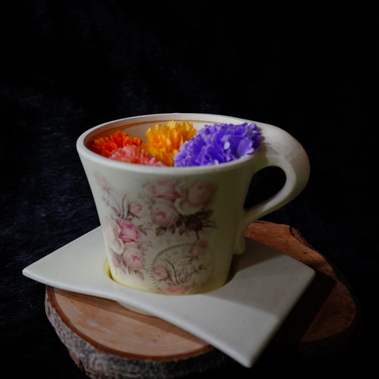 CERAMIC CUP PLANTER - Oriental Flowers