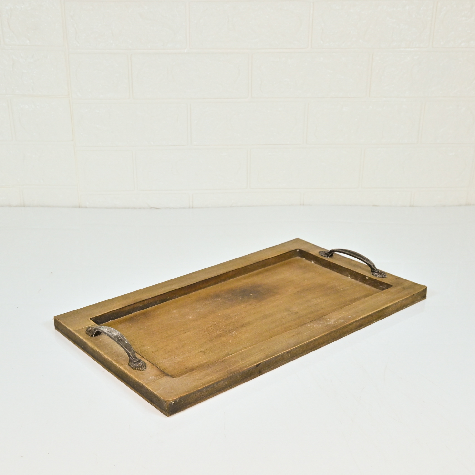 WOOD SQUARE TRAY - Oriental Flowers