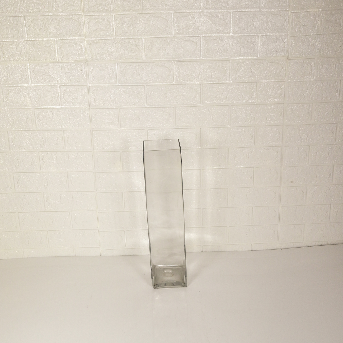 GLASS SQUARE LONG VASE - Oriental Flowers