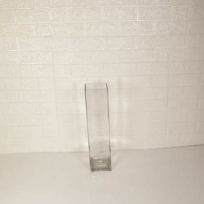 GLASS SQUARE LONG VASE - Oriental Flowers