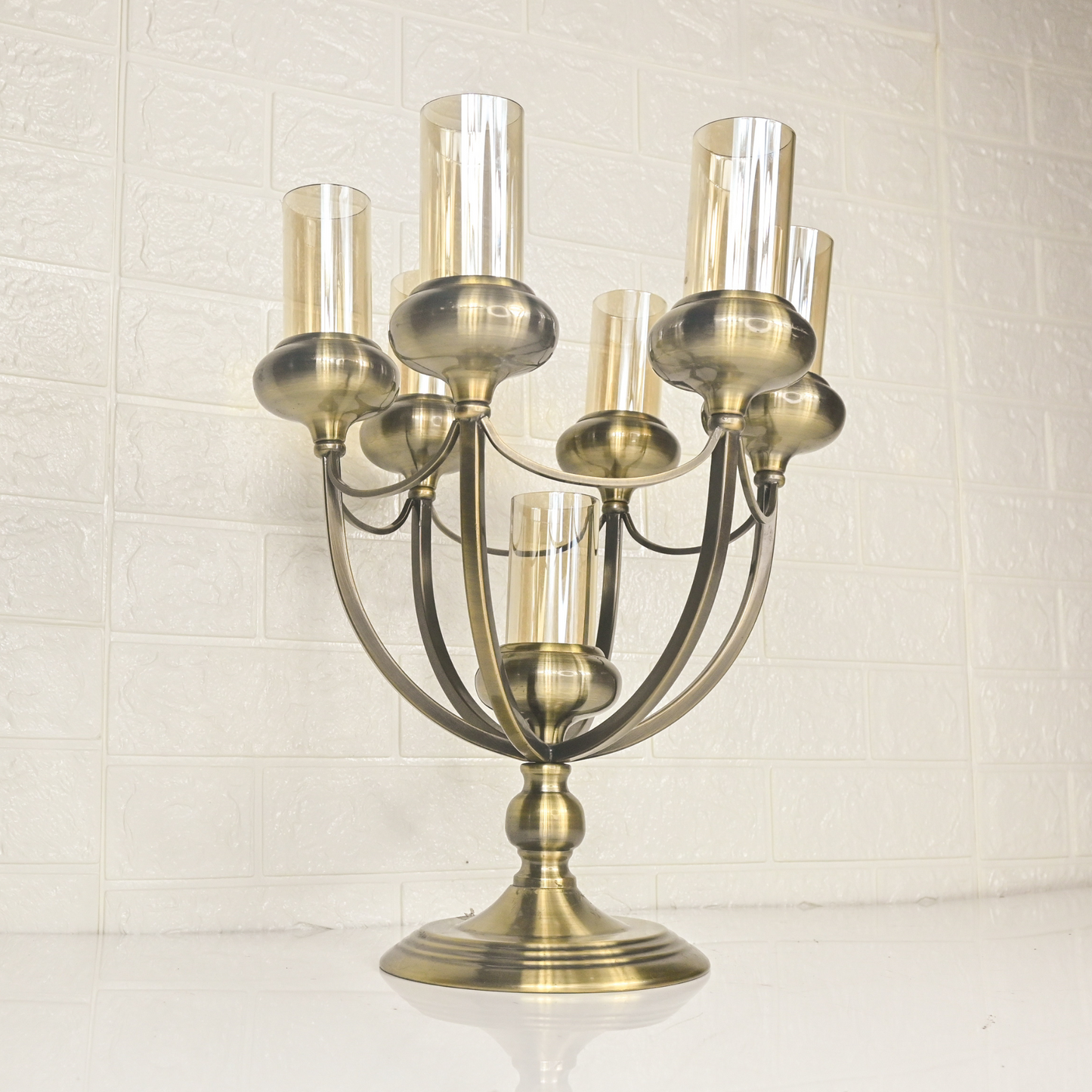 METAL CANDLE STAND - Oriental Flowers