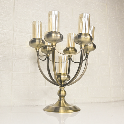 METAL CANDLE STAND - Oriental Flowers