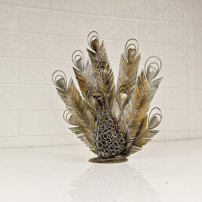 IRON PEACOCK SHOWPIECE - Oriental Flowers