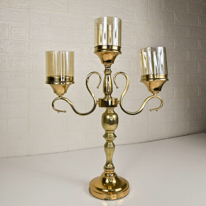 METAL CANDLE STAND - Oriental Flowers