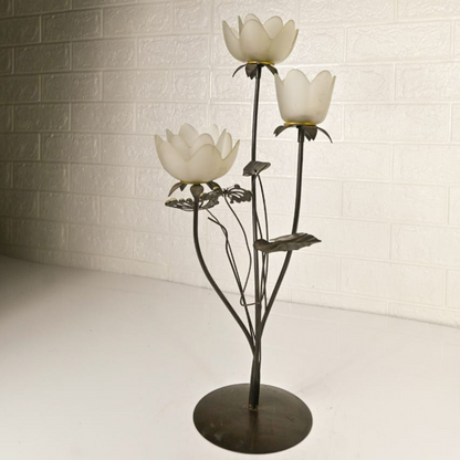 IRON CANDLE STAND - Oriental Flowers