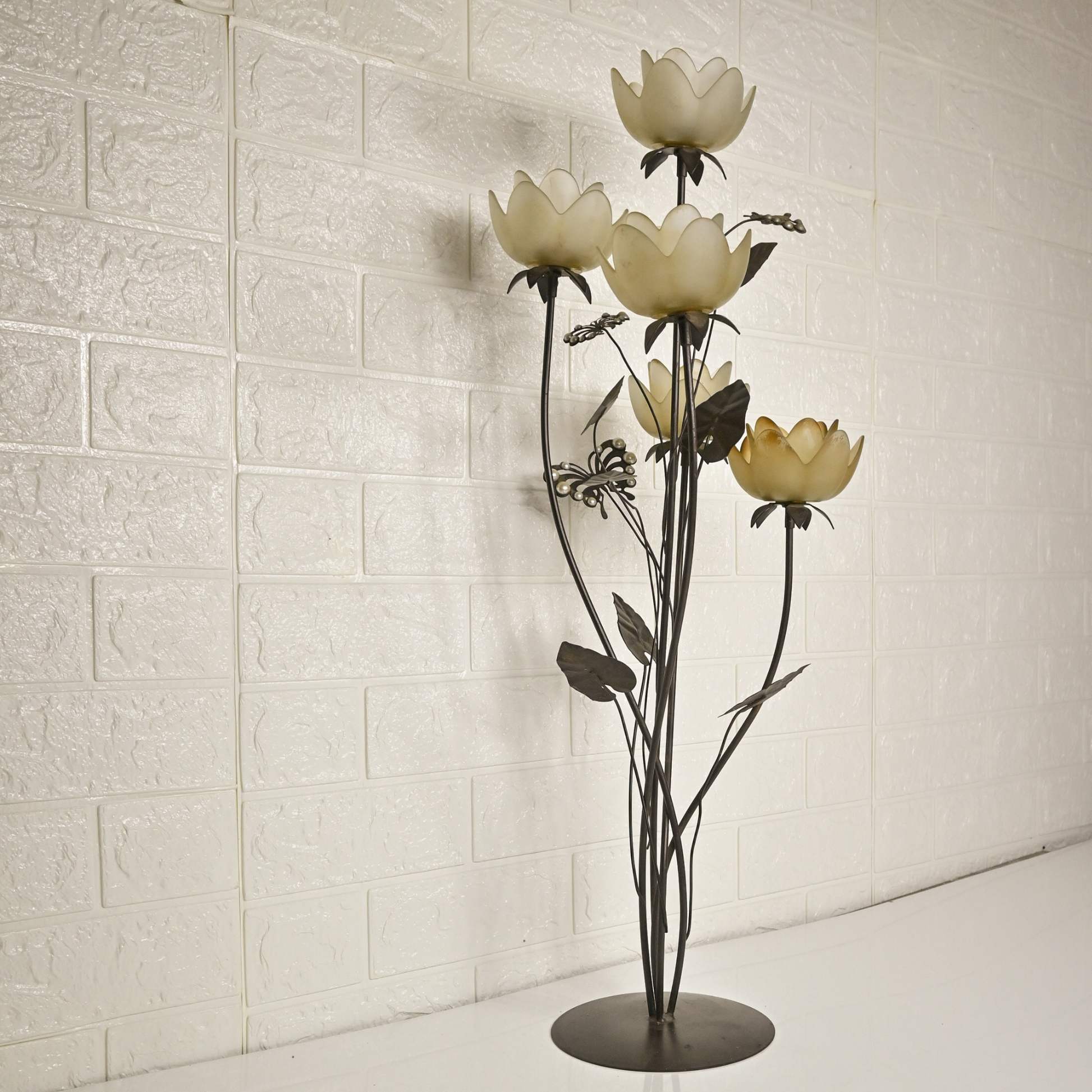 IRON CANDLE STAND - Oriental Flowers