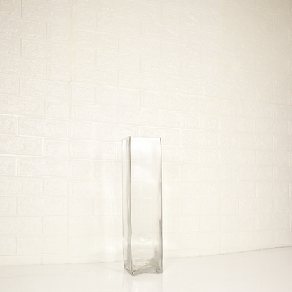 GLASS SQUARE LONG VASE - Oriental Flowers