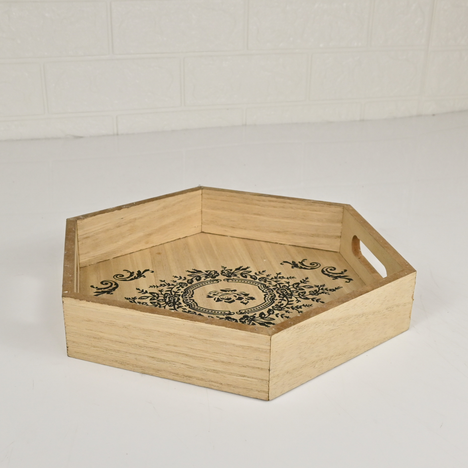 WOOD TRAY - Oriental Flowers