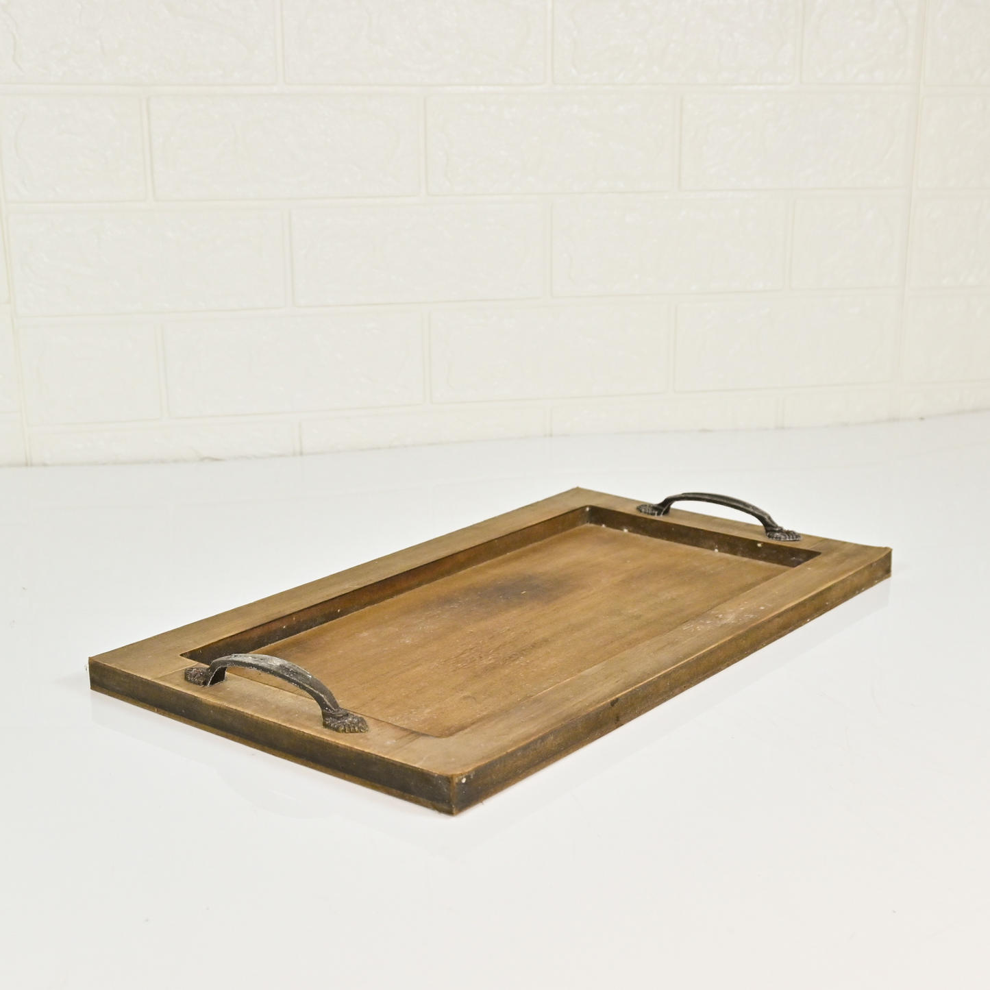 WOOD SQUARE TRAY - Oriental Flowers