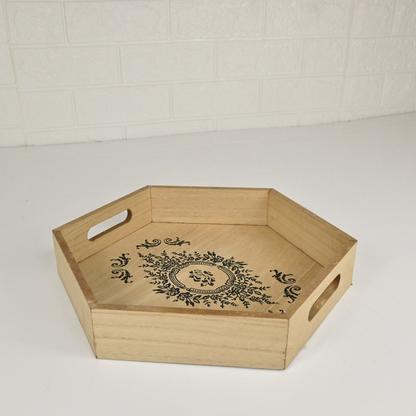 WOOD TRAY - Oriental Flowers