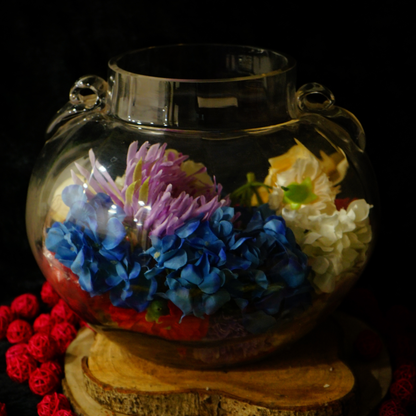 GLASS JAR VASE - Oriental Flowers