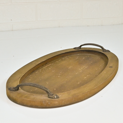 WOOD OVAL TRAY - Oriental Flowers