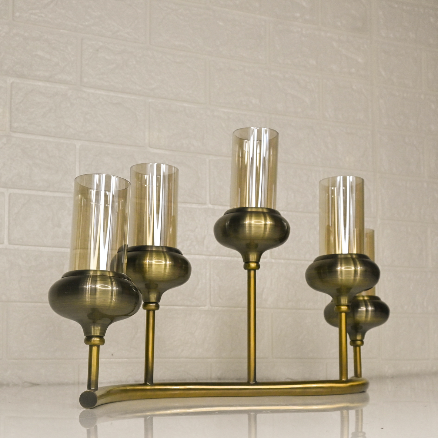 METAL DESIGN CANDLE STAND - Oriental Flowers