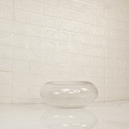 GLASS OVAL VASE - Oriental Flowers