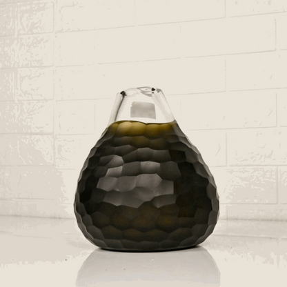 BLACK JAR VASE - Oriental Flowers