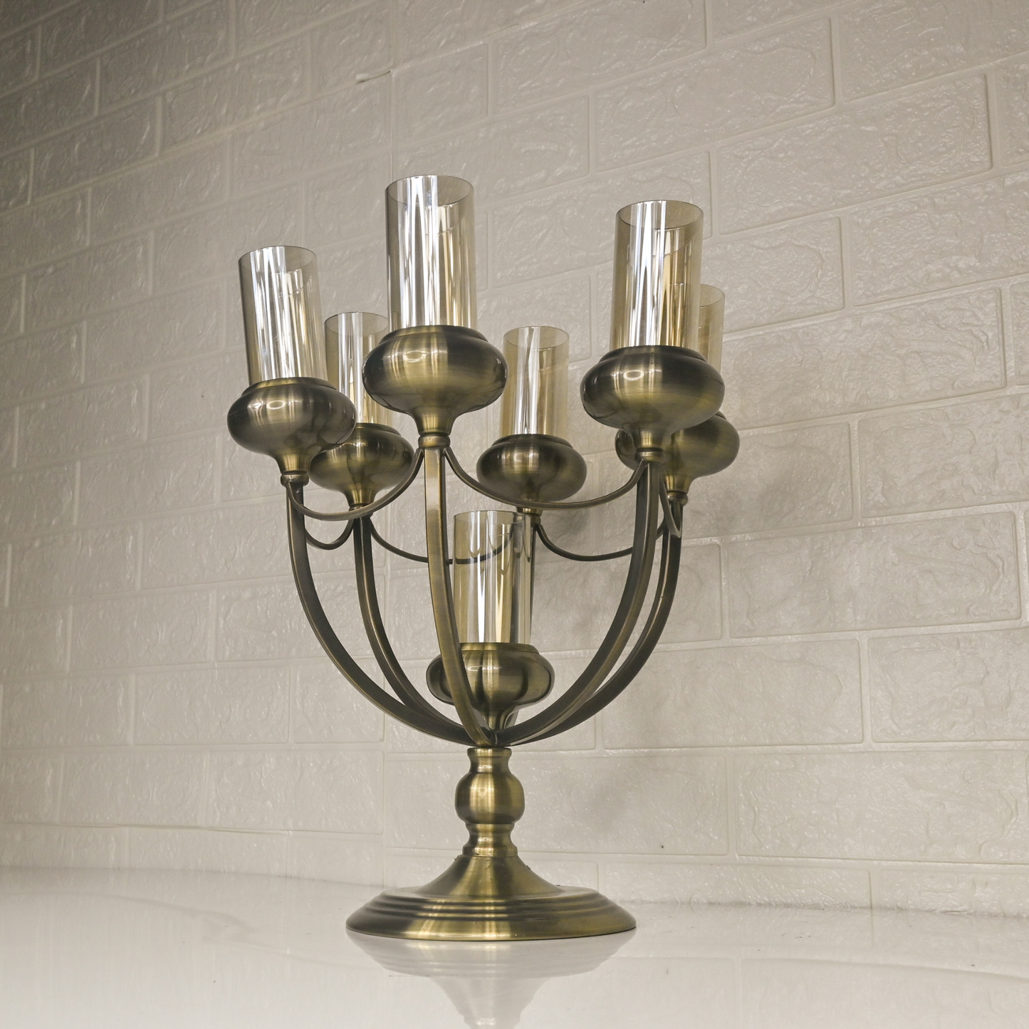 METAL CANDLE STAND - Oriental Flowers