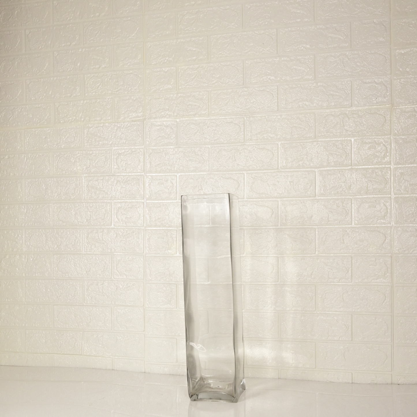 GLASS SQUARE LONG VASE - Oriental Flowers