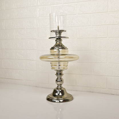 METAL BASE GLASS STAND - Oriental Flowers