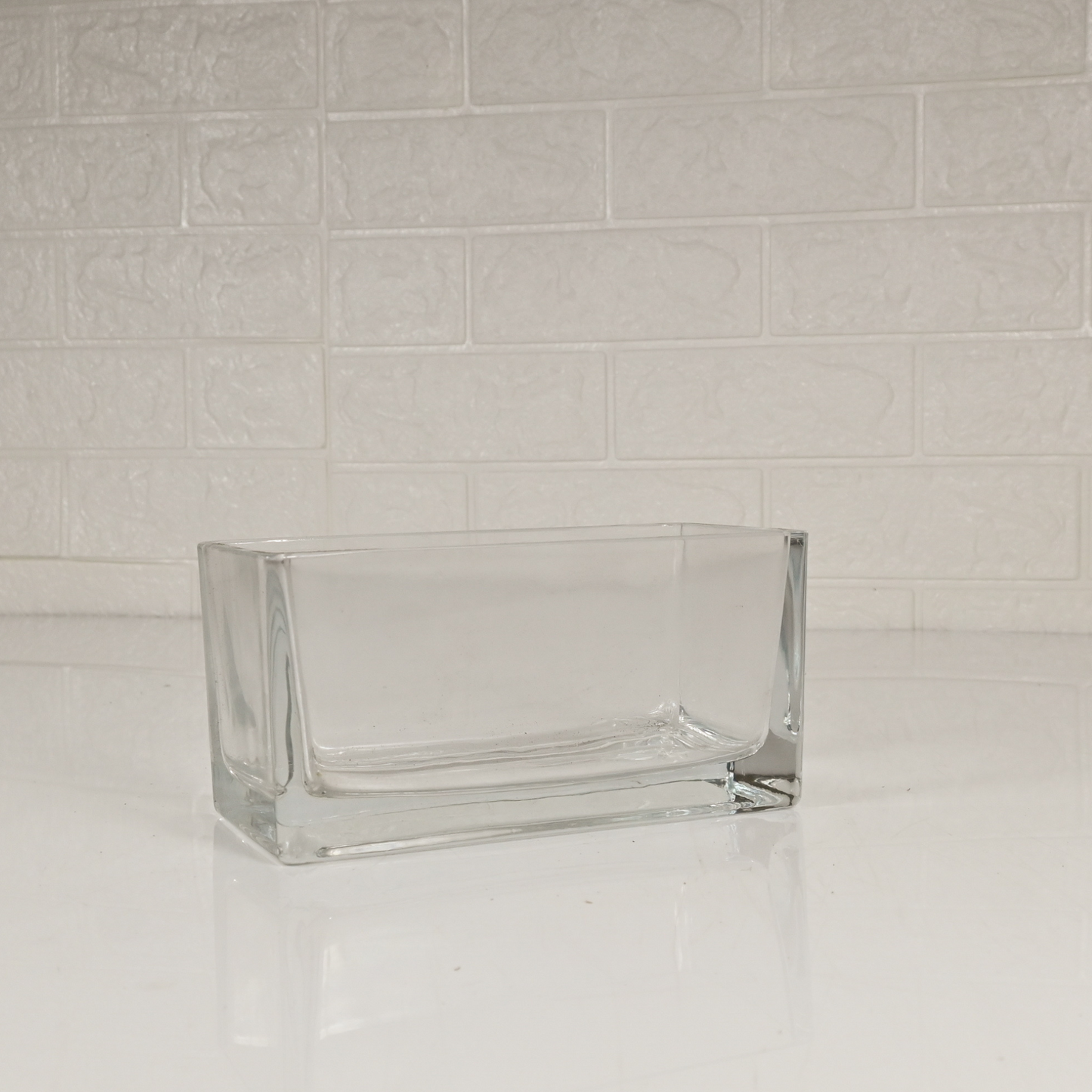 GLASS SQUARE VASE - Oriental Flowers