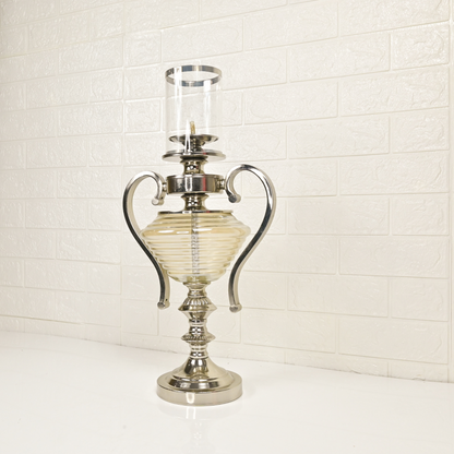 METAL BASE GLASS STAND - Oriental Flowers