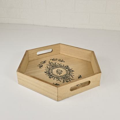 WOOD TRAY - Oriental Flowers