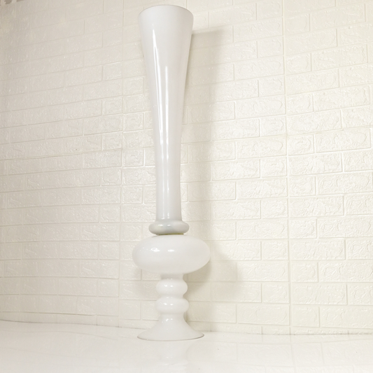 WHITE LONG GLASS VASE - Oriental Flowers