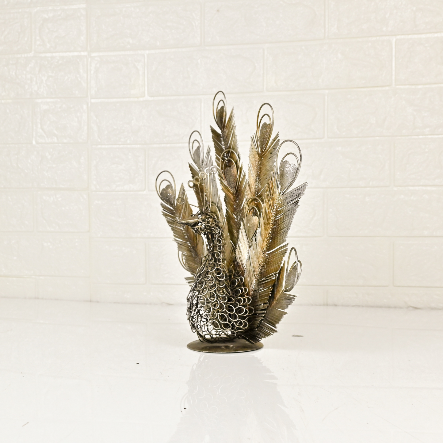 IRON PEACOCK SHOWPIECE - Oriental Flowers