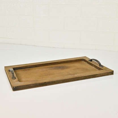 WOOD SQUARE TRAY - Oriental Flowers